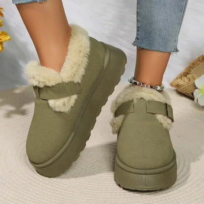 Fashionable Plush Flat Stylish Cozy Non-slip Round Toe Snow Boot