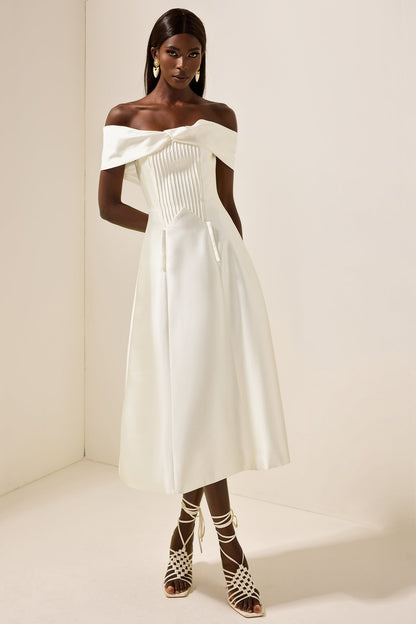 Knotted Pleat Midi Dress
