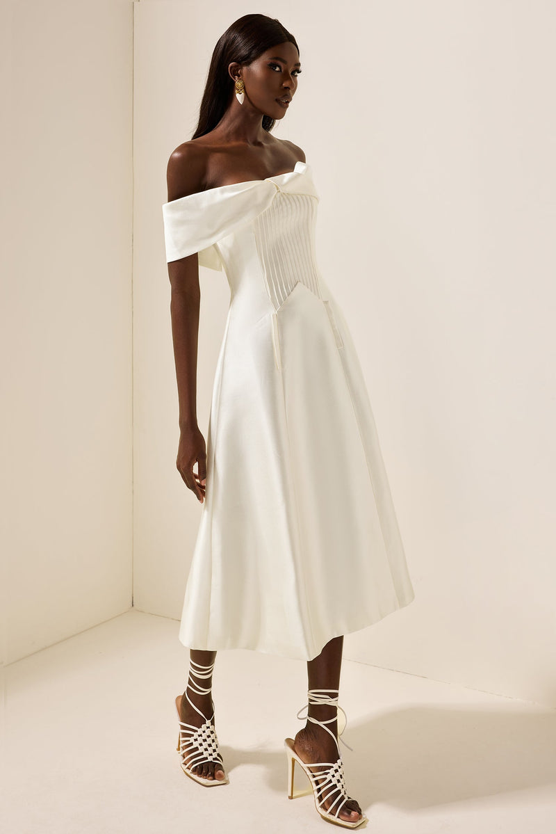 Knotted Pleat Midi Dress