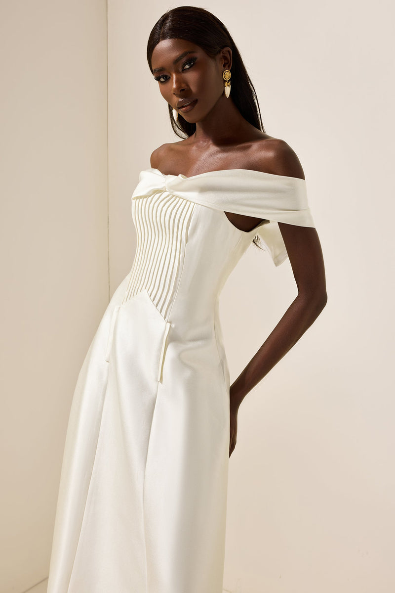 Knotted Pleat Midi Dress