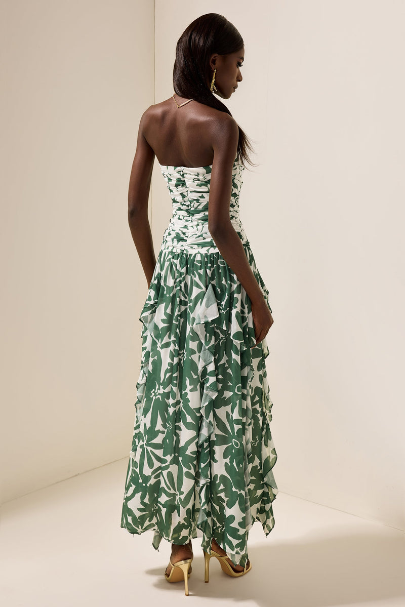 Ruched Strapless Midi Dress