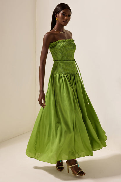 Smocking Sleeveless Midi Dress