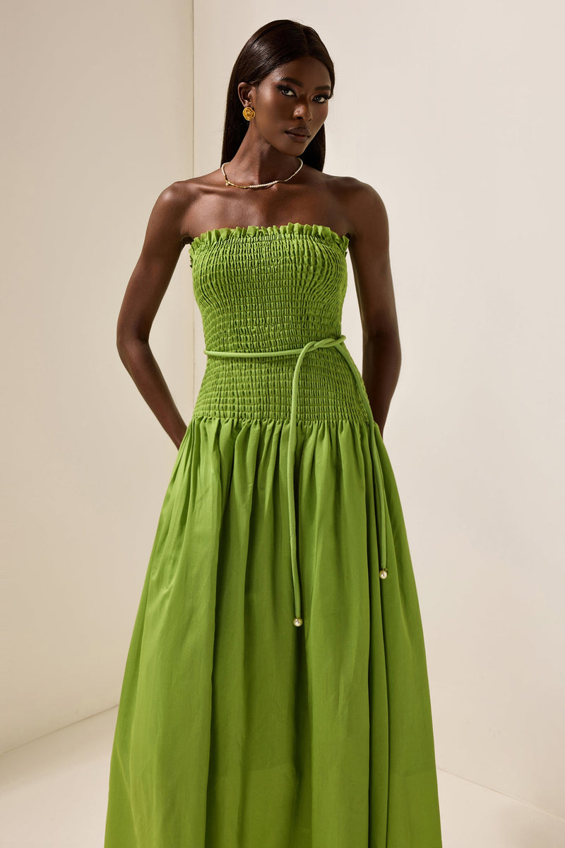 Smocking Sleeveless Midi Dress