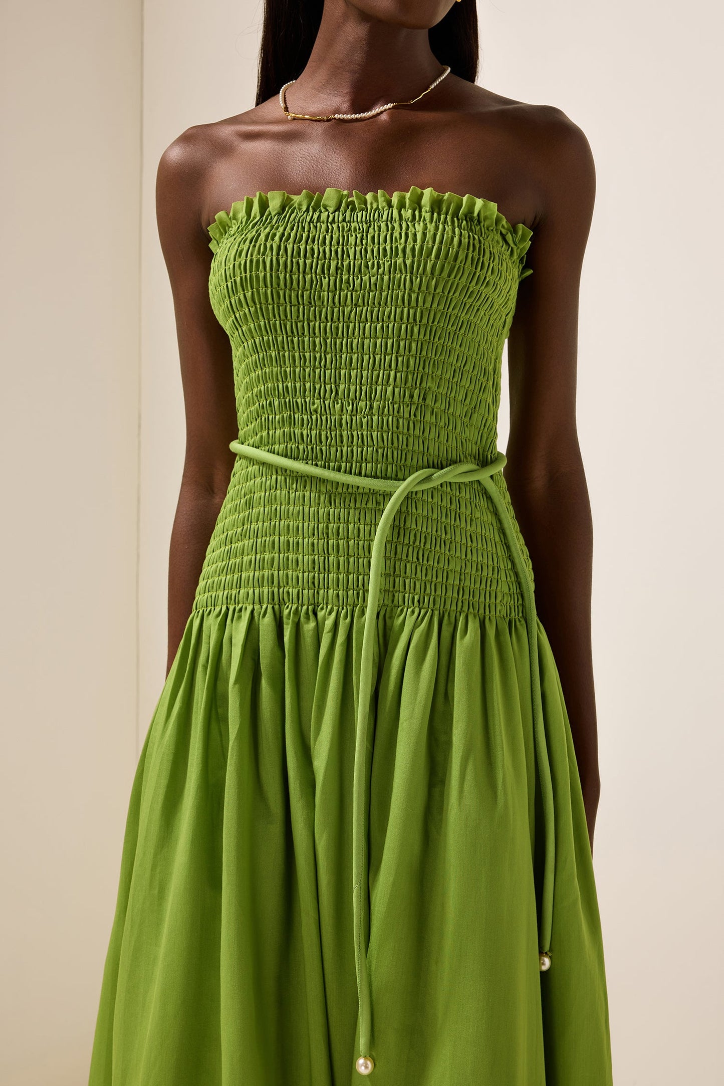 Smocking Sleeveless Midi Dress