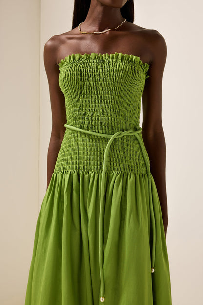 Smocking Sleeveless Midi Dress