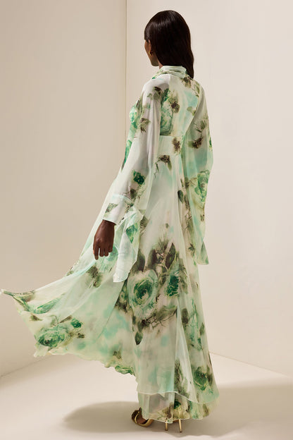 Lace Up Long Sleeve Maxi Dress
