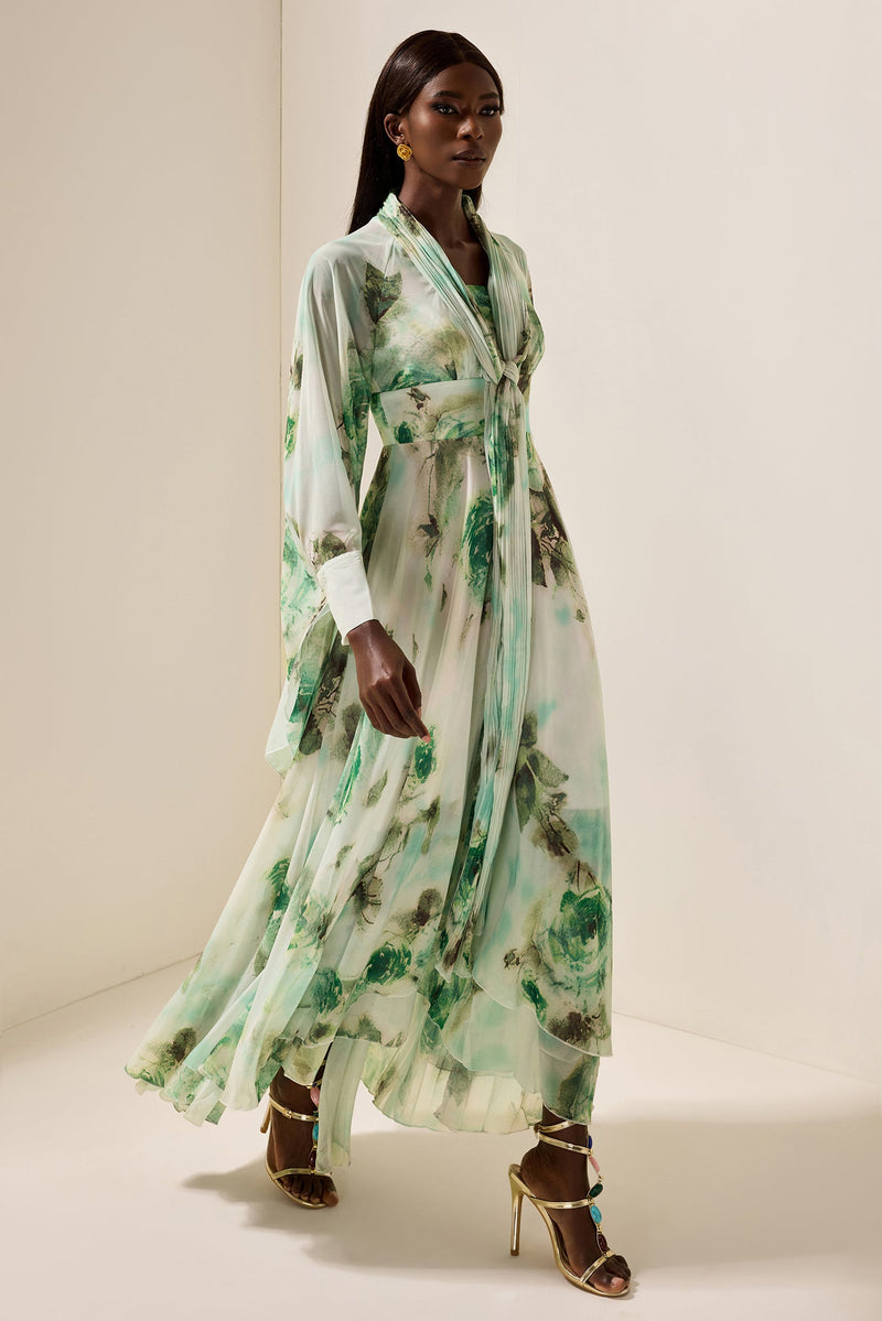 Lace Up Long Sleeve Maxi Dress