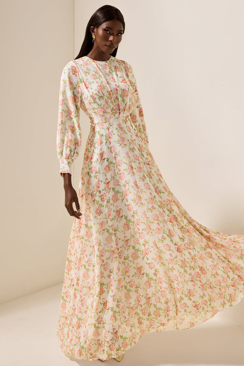 Chiffon Long Sleeve Maxi Dress