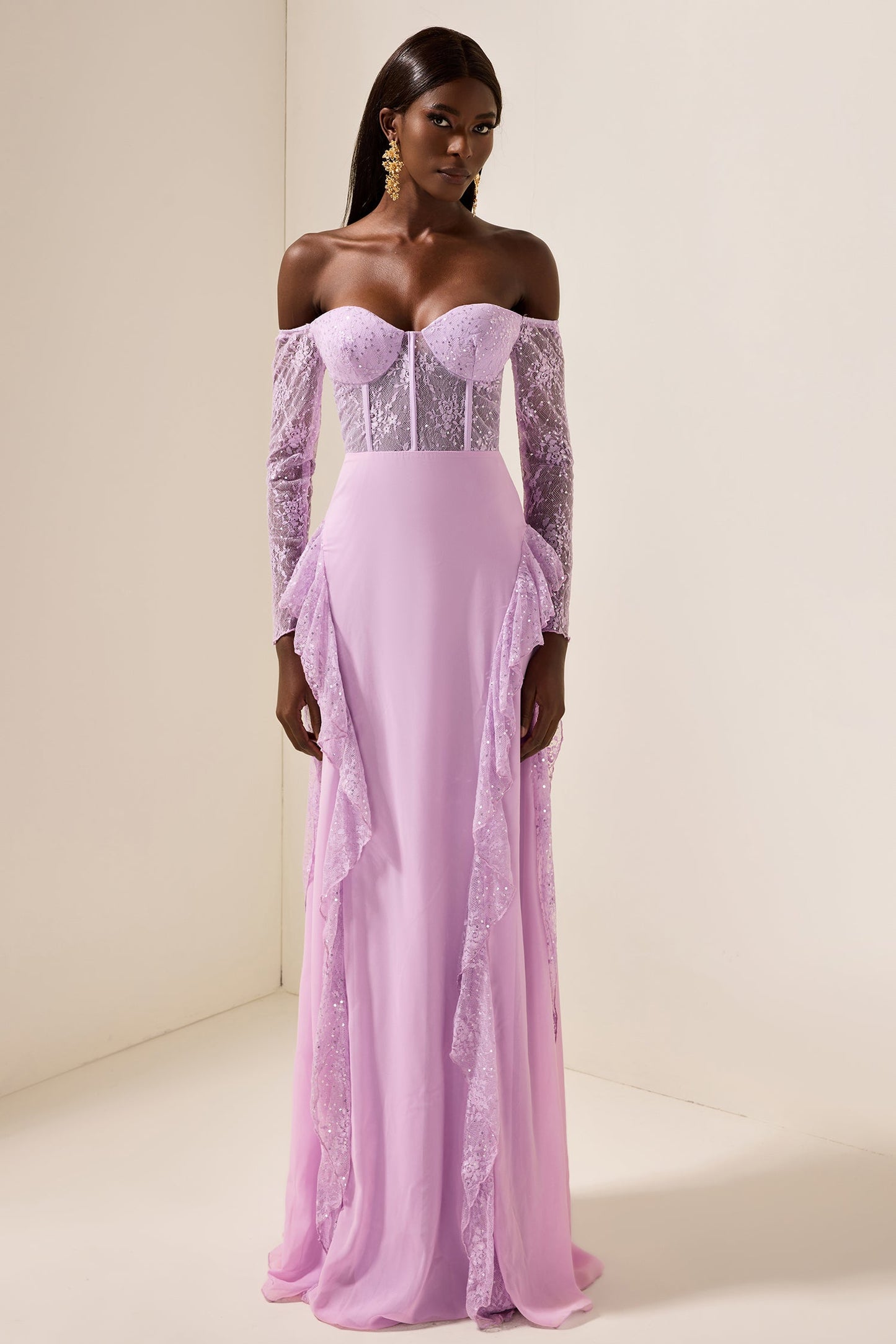 Lace Off-shoulder Maxi Dress
