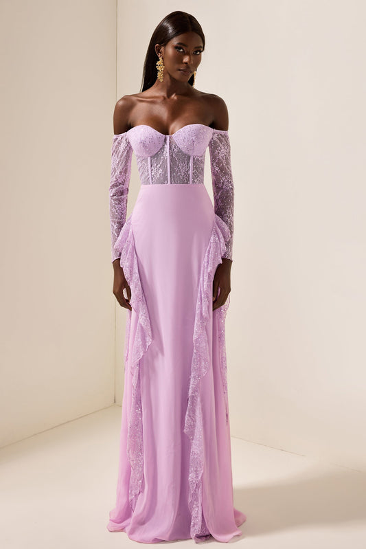 Lace Off-shoulder Maxi Dress