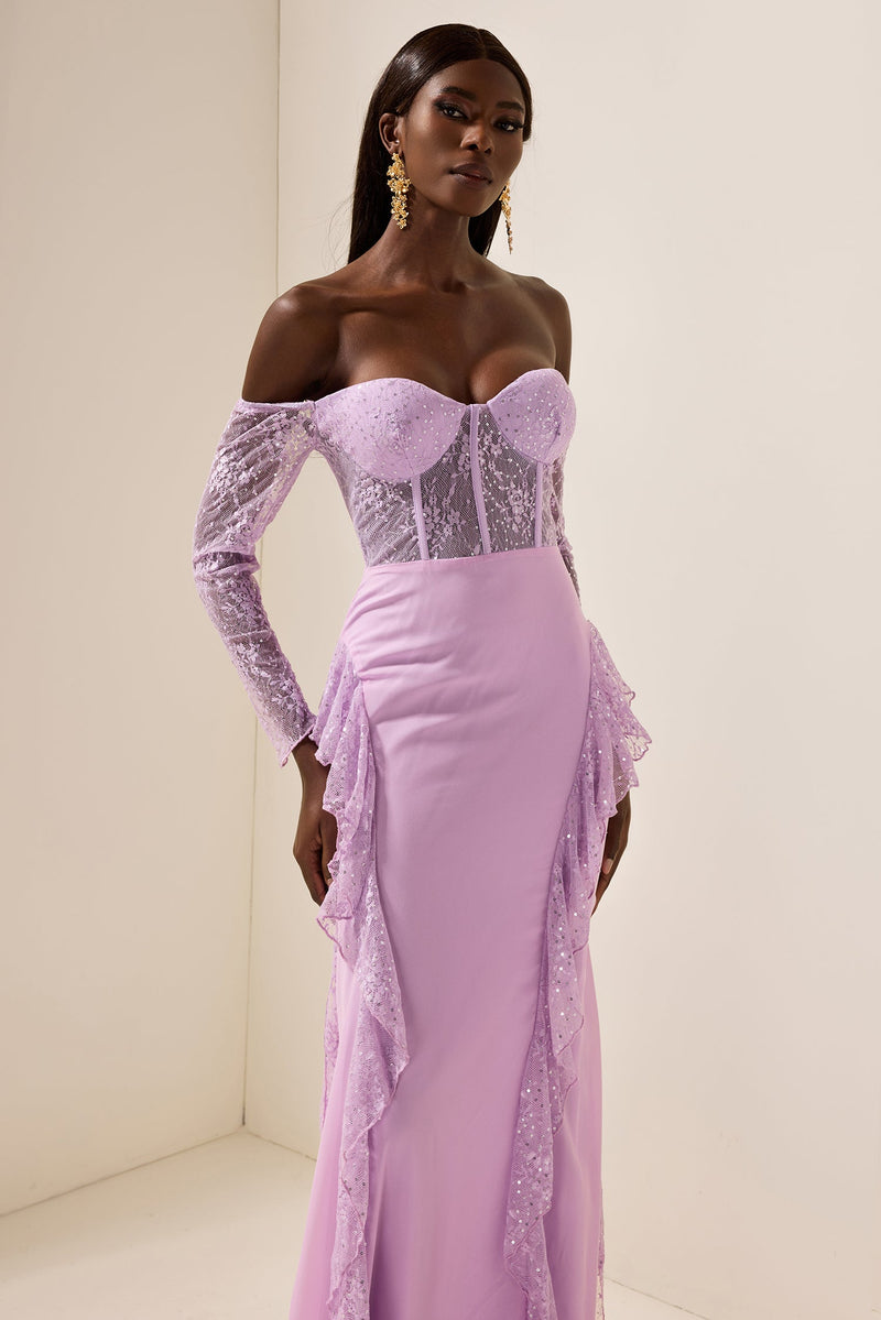 Lace Off-shoulder Maxi Dress