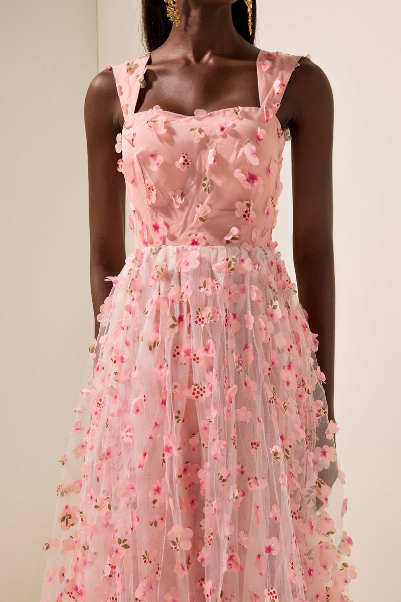 3d Mesh Sleeveless Maxi Dress
