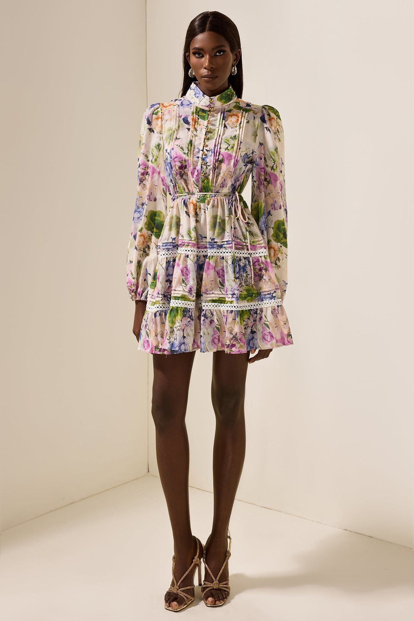 Long Sleeve Stand Collar Mini Dress