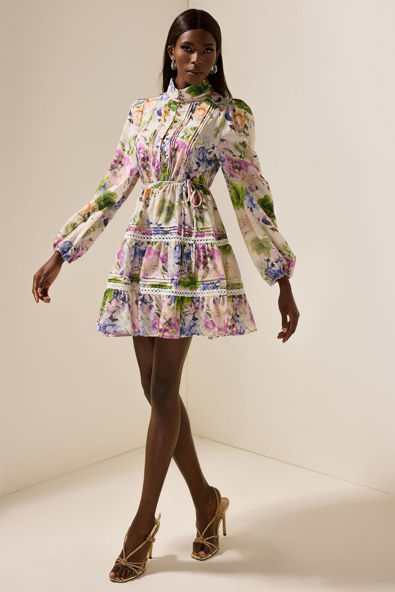 Long Sleeve Stand Collar Mini Dress