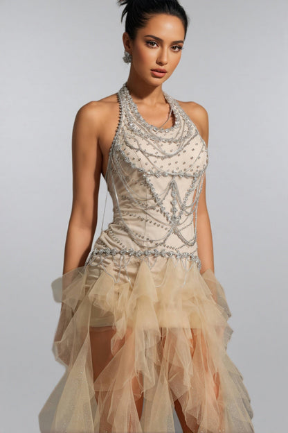 Daelad Sleeveless V-neck Sequin Tassel Maxi Dress