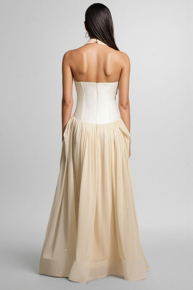 Elsone Halter Sleeveless V-neck Maxi Dress