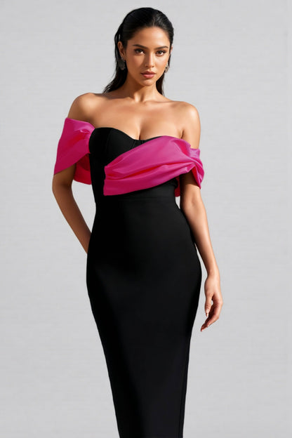 Cadao Off-the-shoulder Fold Bandage Maxi Dress