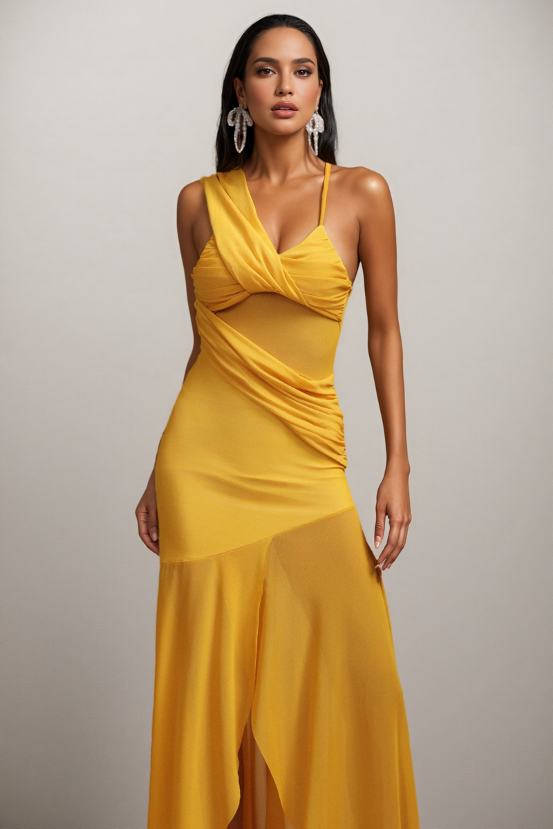 Livana Sleeveless Asymmetric Slit Maxi Dress