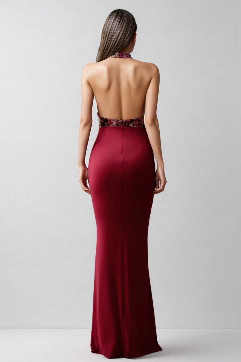 Lorrlf Flowers Sequins Slim Maxi Dress