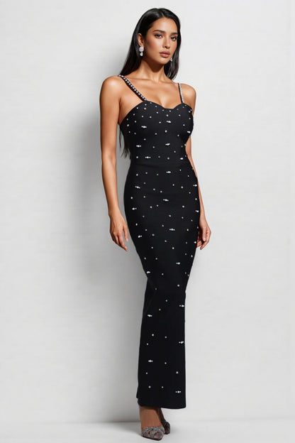 Selenty Sleeveless Diamond Bandage Maxi Dress