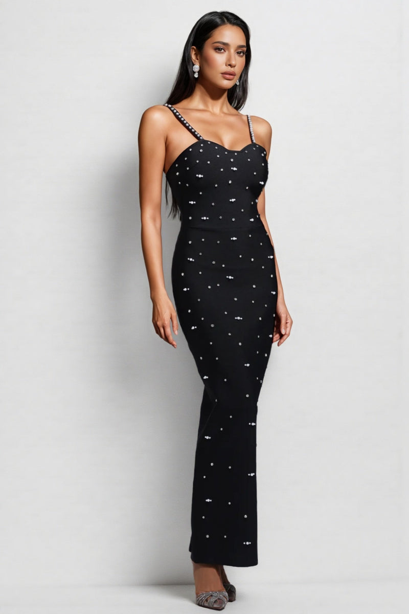 Selenty Sleeveless Diamond Bandage Maxi Dress