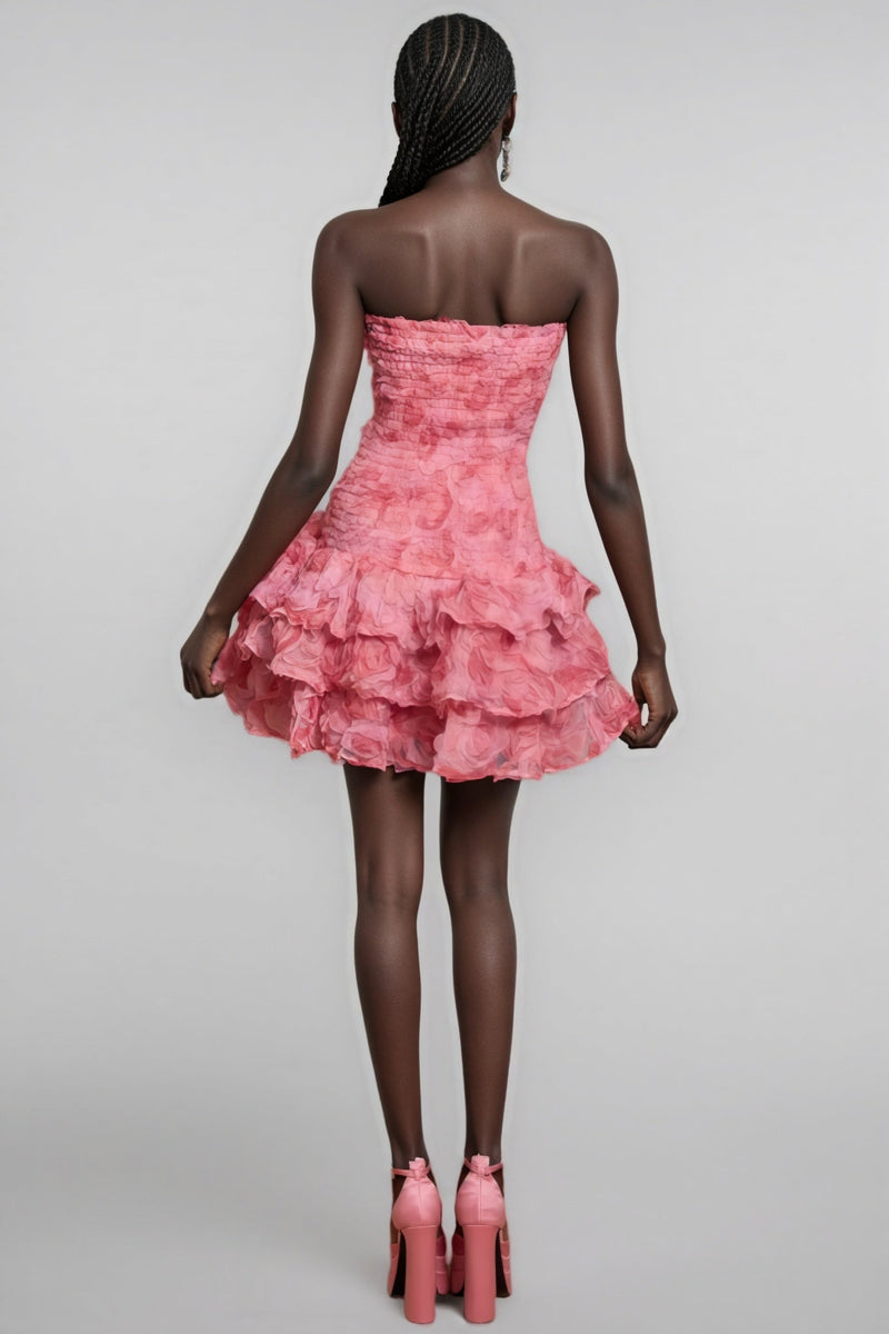 Rivenk 3d Flower Smocking Mini Dress