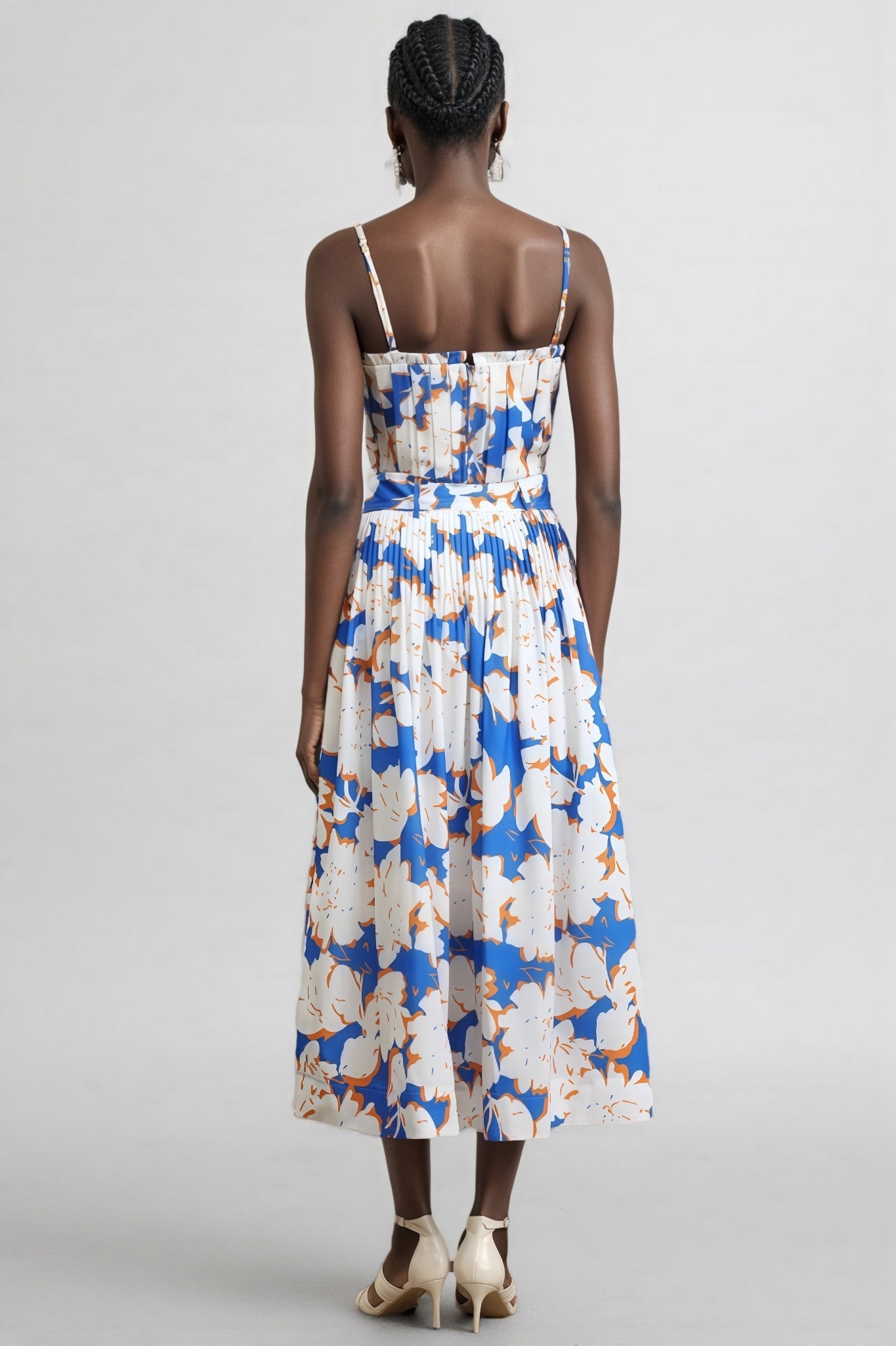 Embet Print Puffy Sleeve Maxi Dress Set