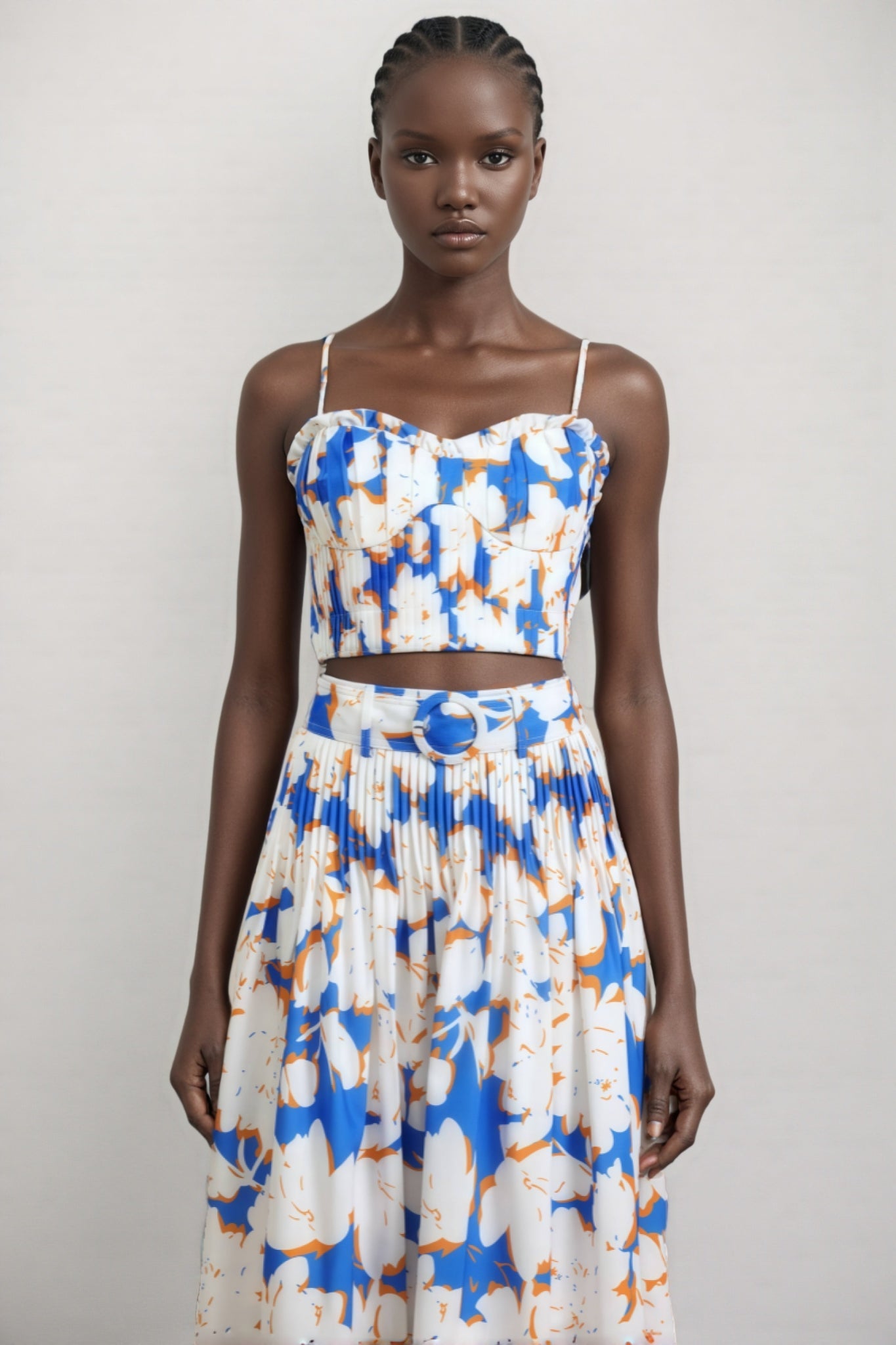 Embet Print Puffy Sleeve Maxi Dress Set