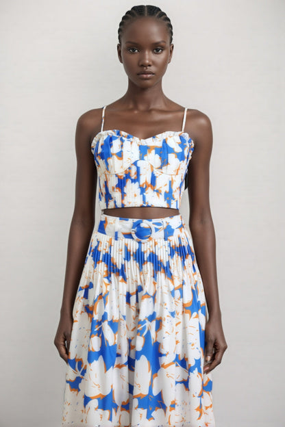 Embet Print Puffy Sleeve Maxi Dress Set