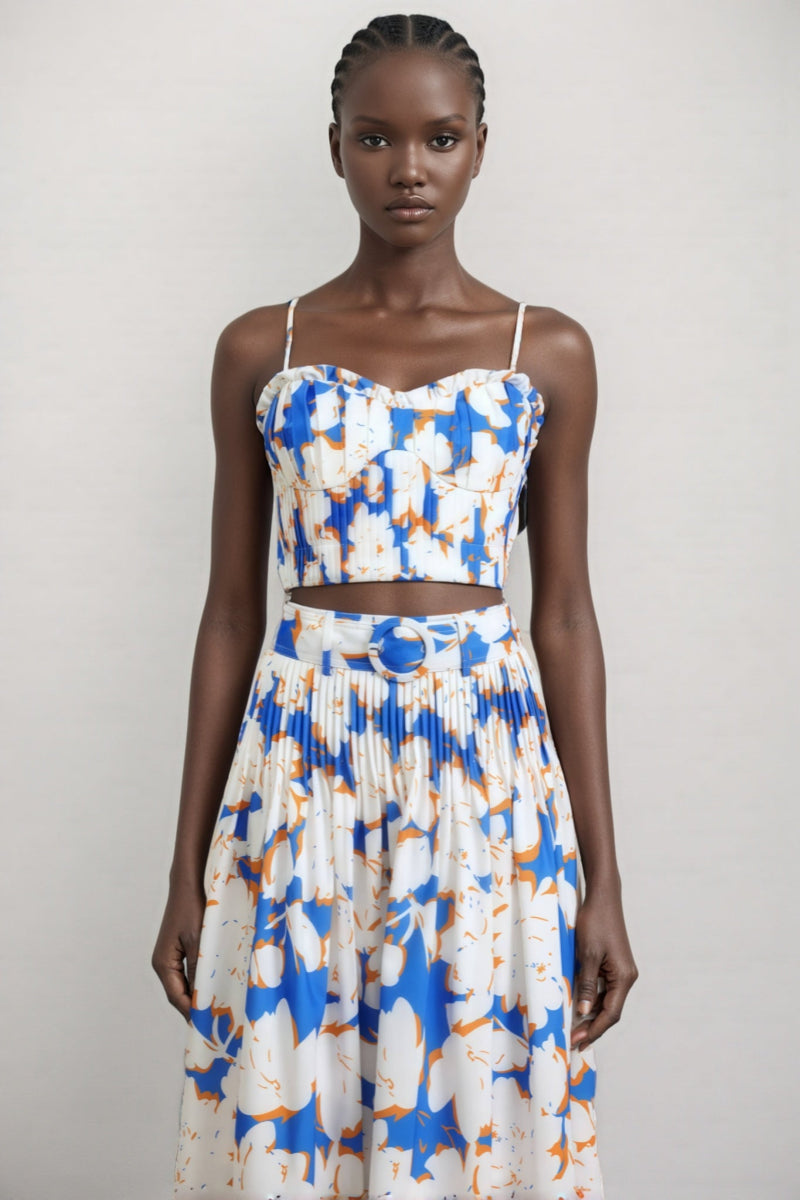 Embet Print Puffy Sleeve Maxi Dress Set