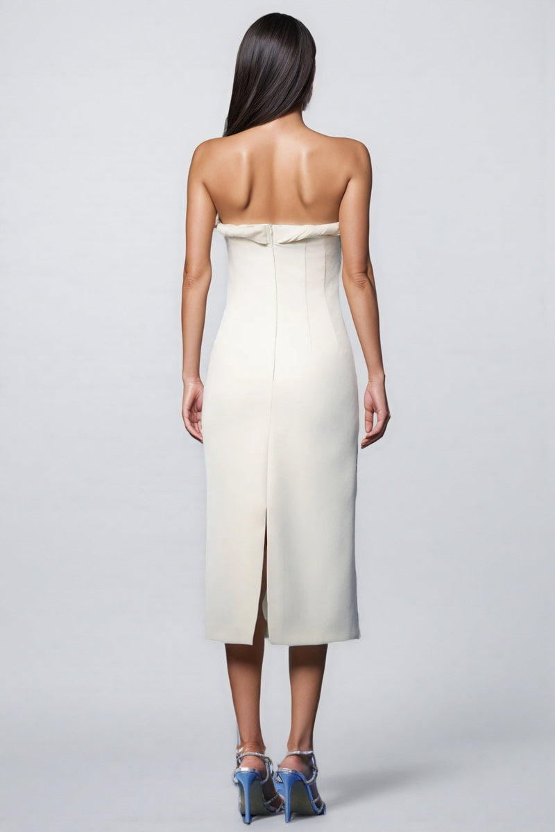 Quinety Strapless Hollow Midi Dress