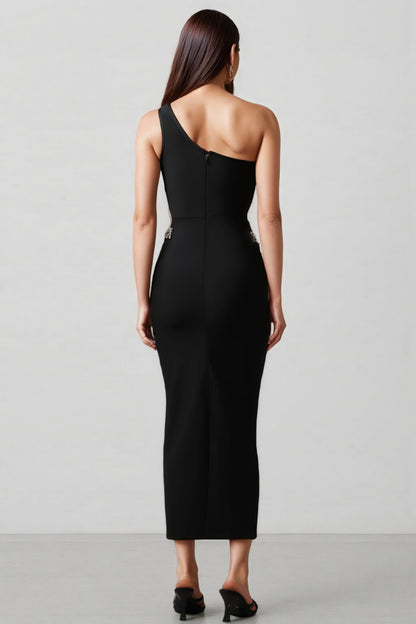 Yasir Sleeveless Diamond Slit Bandage Maxi Dress
