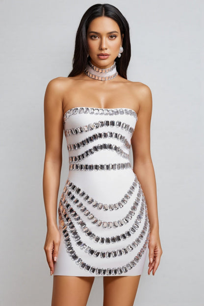 Tivoli Sleeveless Diamond Bandage Mini Two Piece Set