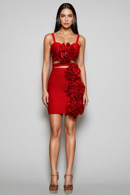 Serela Hollow Out Flowers Bandage Mini Dress