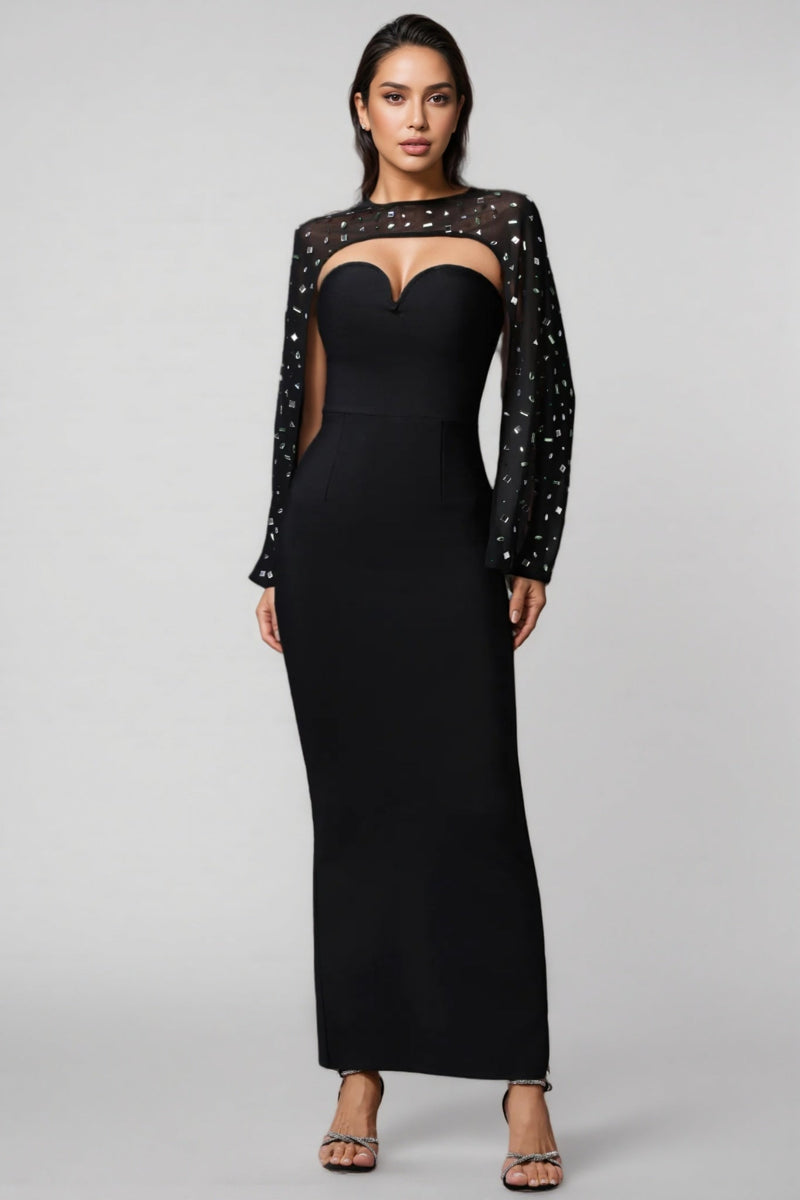 Trudie V-neck Sleeveless Diamond Maxi Dress