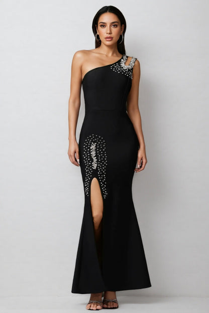 Eloise Sleeveless Diamond Slit Bandage Maxi Dress