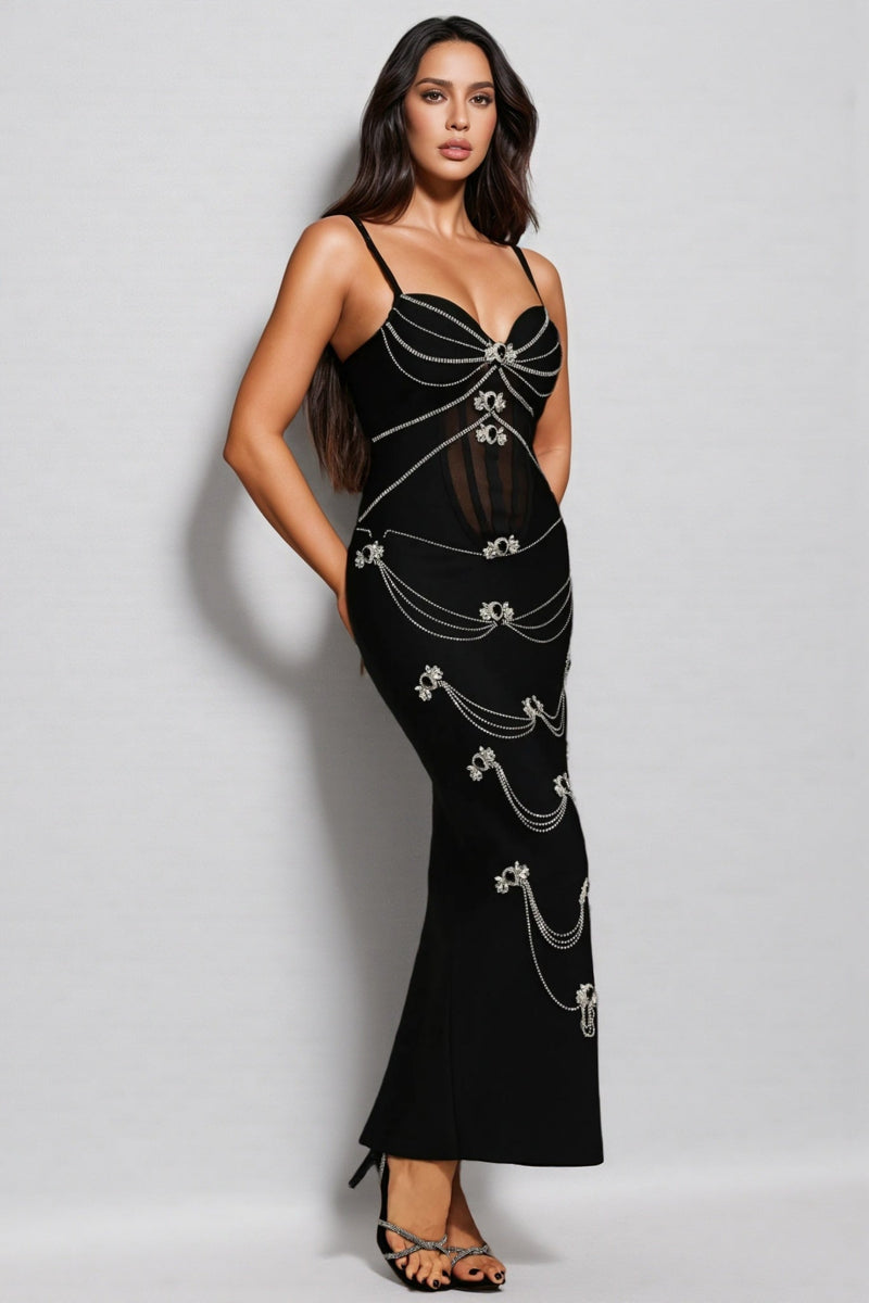 Zohara Sleeveless Diamond Bandage Maxi Dress