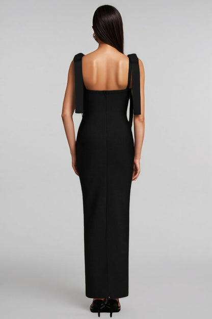 Ternan V-neck Bow Bandage Maxi Dress