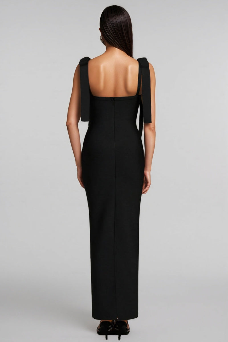 Ternan V-neck Bow Bandage Maxi Dress