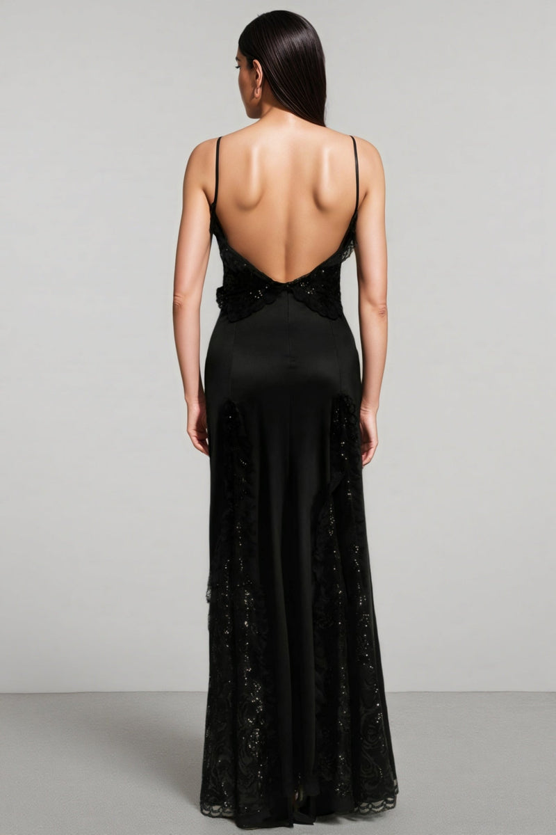 Vali Sleeveless V Neck Lace Maxi Dress