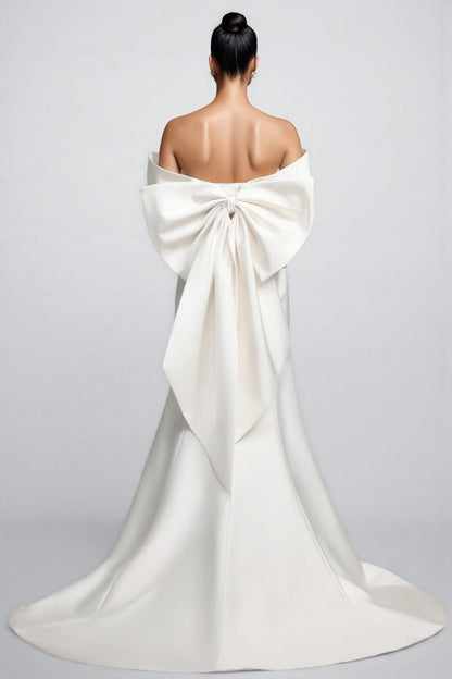 Huresa Slimming Bow Fishtail Wedding Maxi Dress