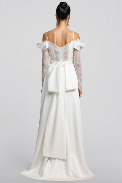 Verdad Off-the-shoulder Lace Slit Maxi Dress