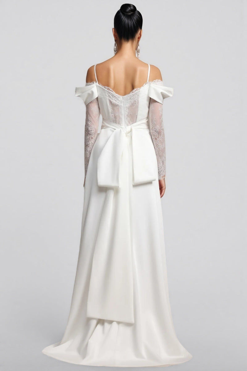 Verdad Off-the-shoulder Lace Slit Maxi Dress