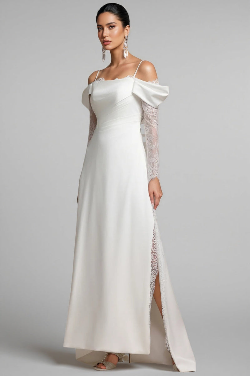 Verdad Off-the-shoulder Lace Slit Maxi Dress