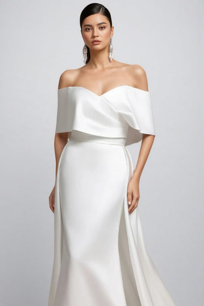 Euen Off Shoulder Fish Tail Wedding Maxi Dress