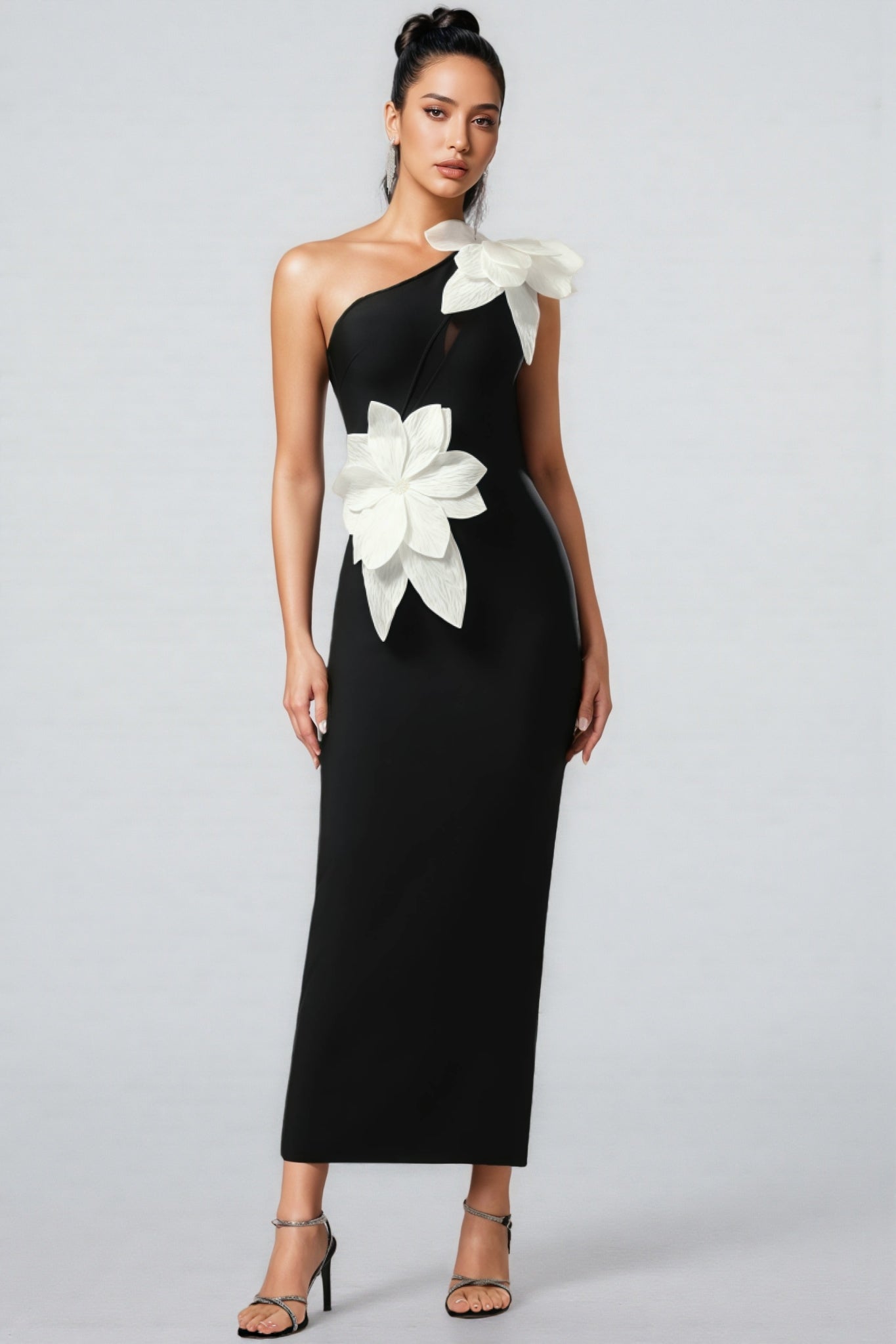 Priscilla 3d Flower Bandage Maxi Dress
