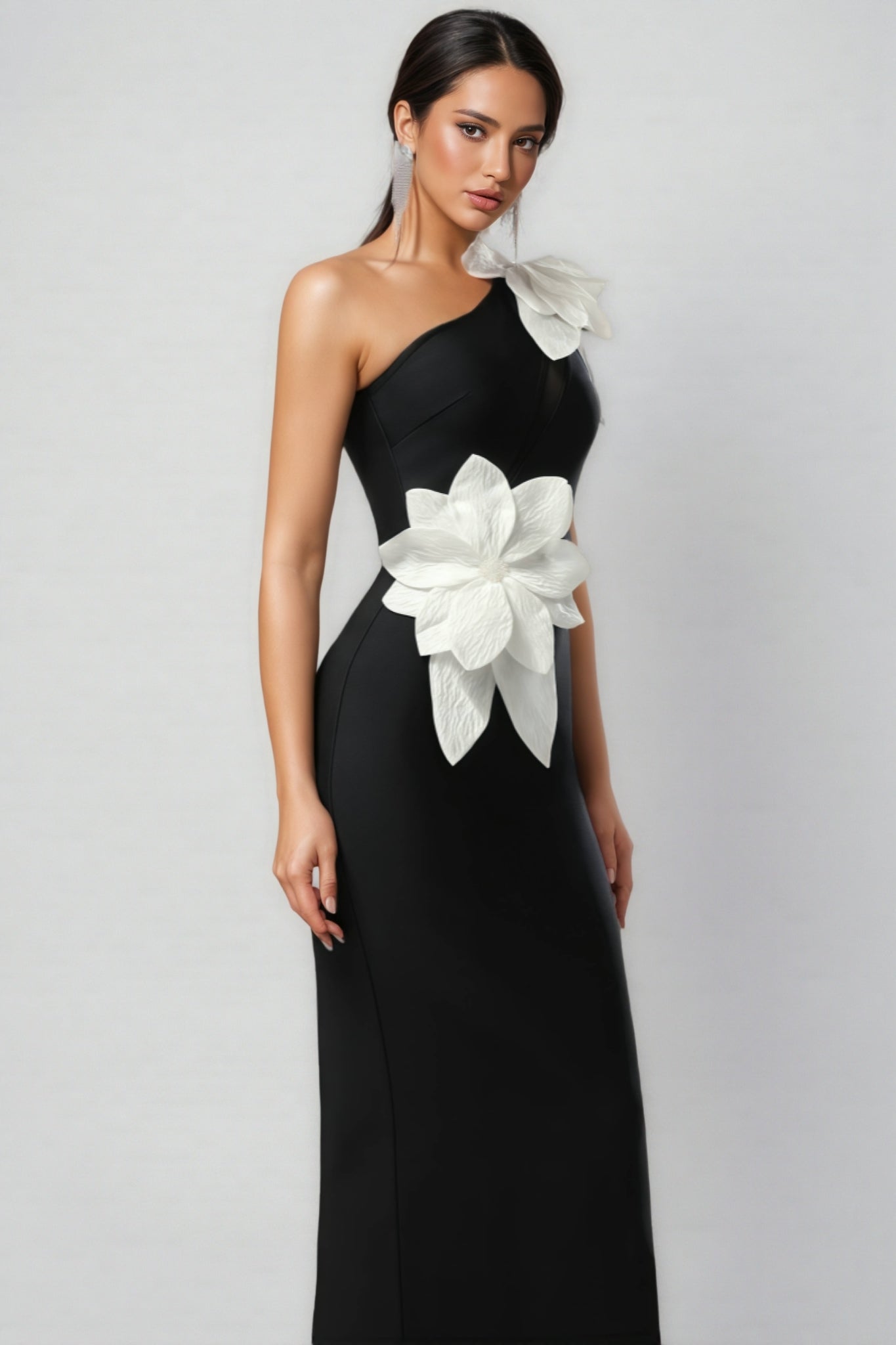 Priscilla 3d Flower Bandage Maxi Dress