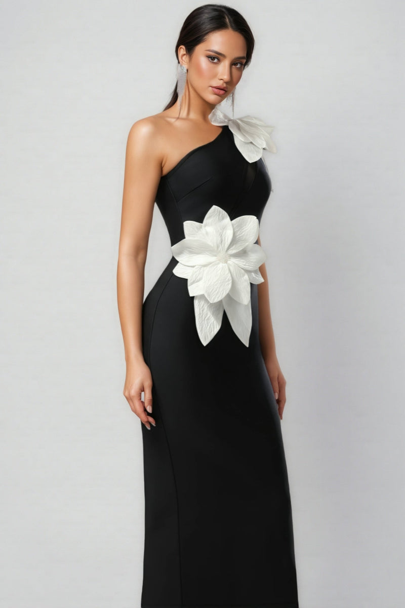 Priscilla 3d Flower Bandage Maxi Dress