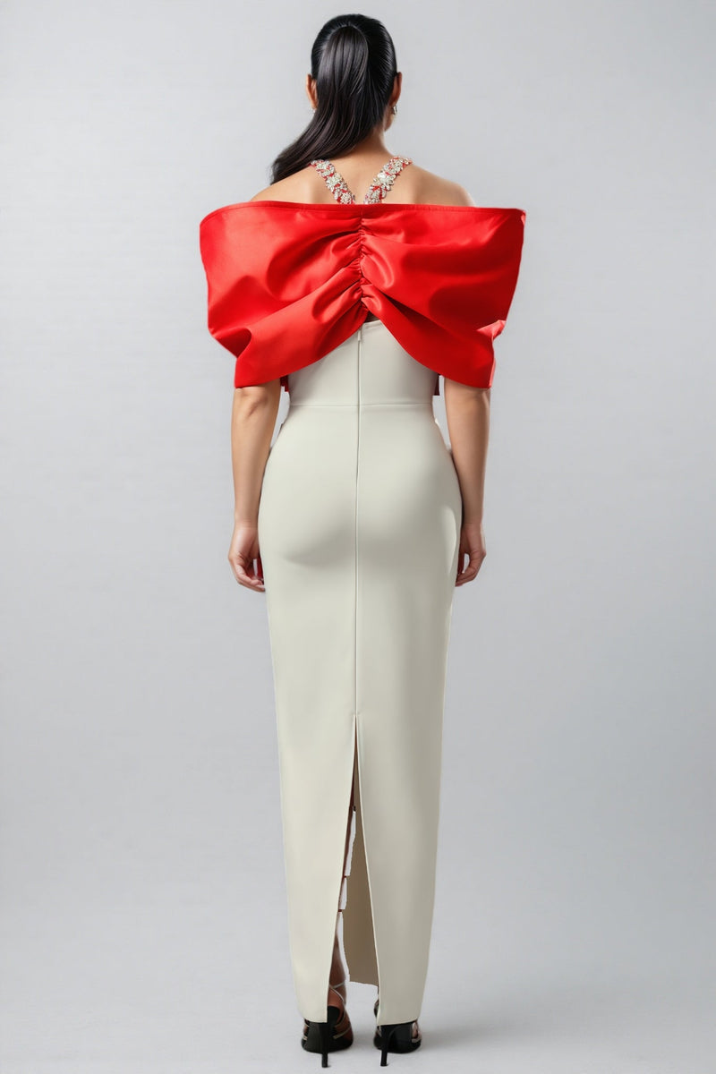 Yetta Halter Diamond Bow Bandage Maxi Dress