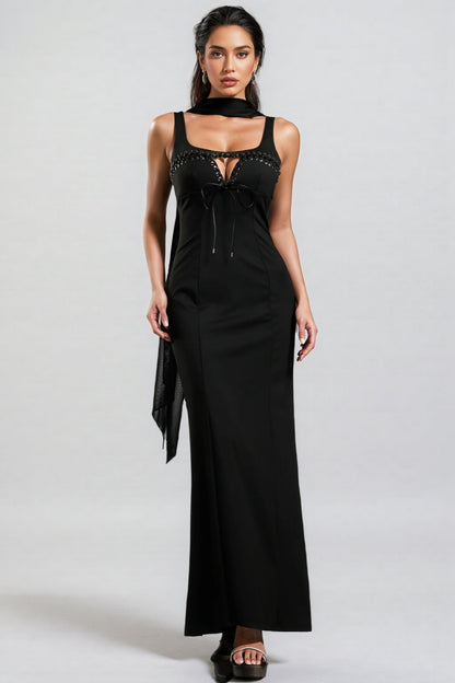 Simeon Sleeveless Ribbon Bandage Maxi Dress